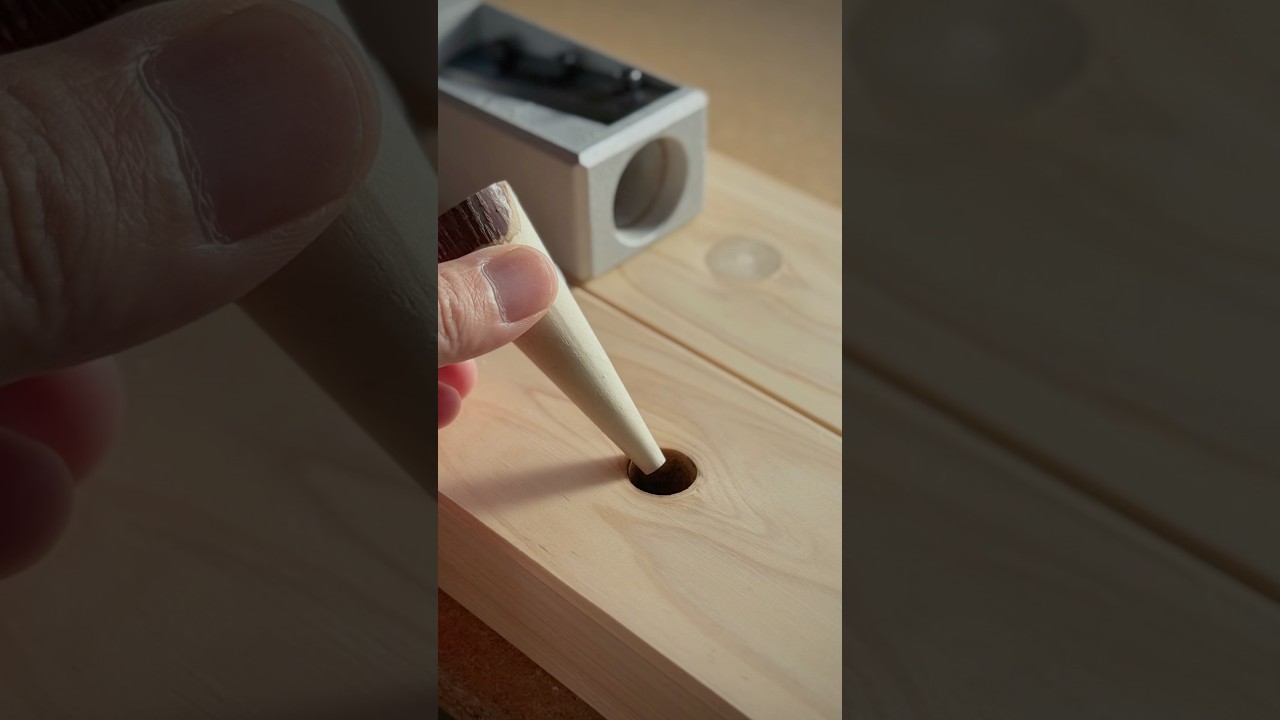 Filling a Knot Hole with a Giant Pencil Sharpener #shorts #woodworking #diy @STARM1923