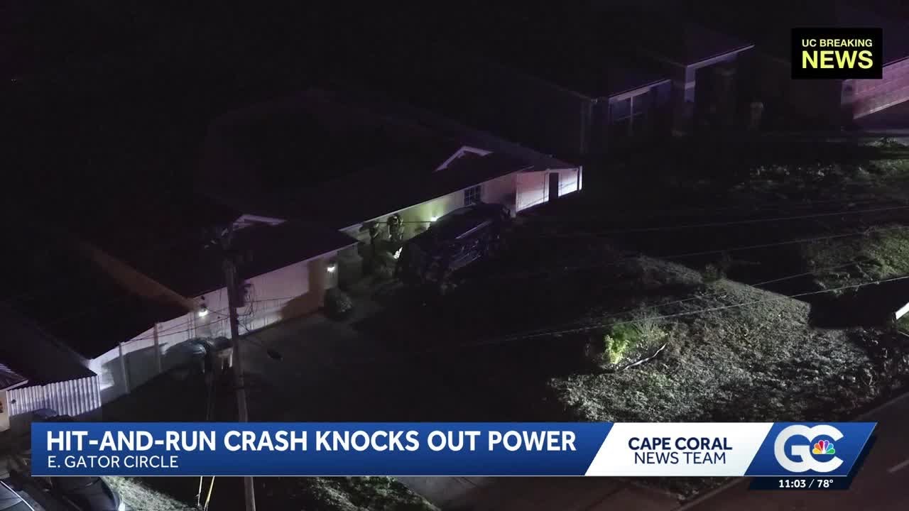 Driver on the run after crashing into power pole, knocking out power in Cape Coral neighborhood