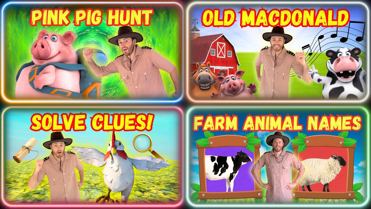 We're Going on a Sneaky Pink Pig Hunt! 🐷 Farm Animal Compilation | Explorer Riley