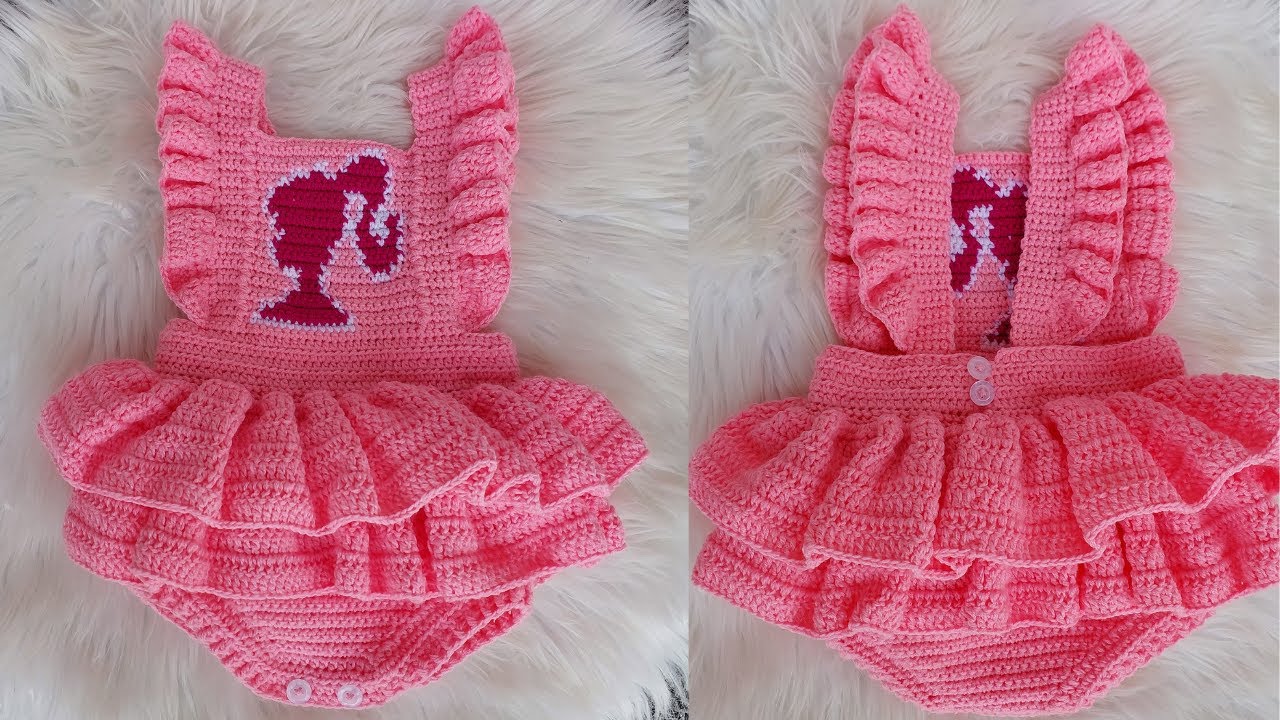 CROCHET DRESS TUTORIAL. CROCHET BARBIE THEMED ROMPER DRESS. 0-12MNTHS #barbie #crochettutorial #diy