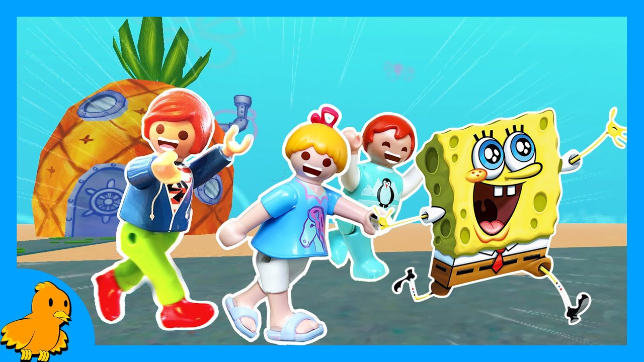 Familie Vogel in Bikini Bottom! Zu Besuch bei Spongebob & Freunden! Roblox  Playmobil