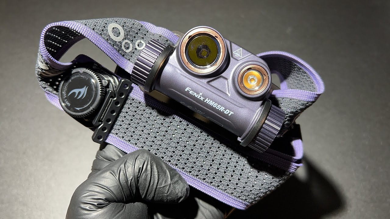 FENIX HM65R-DT DARK PURPLE ไฟฉายคาดหัวนักวิ่ง Trail Runners สีม่วงเทา น้ำหนักเบาพุ่งสองแสง