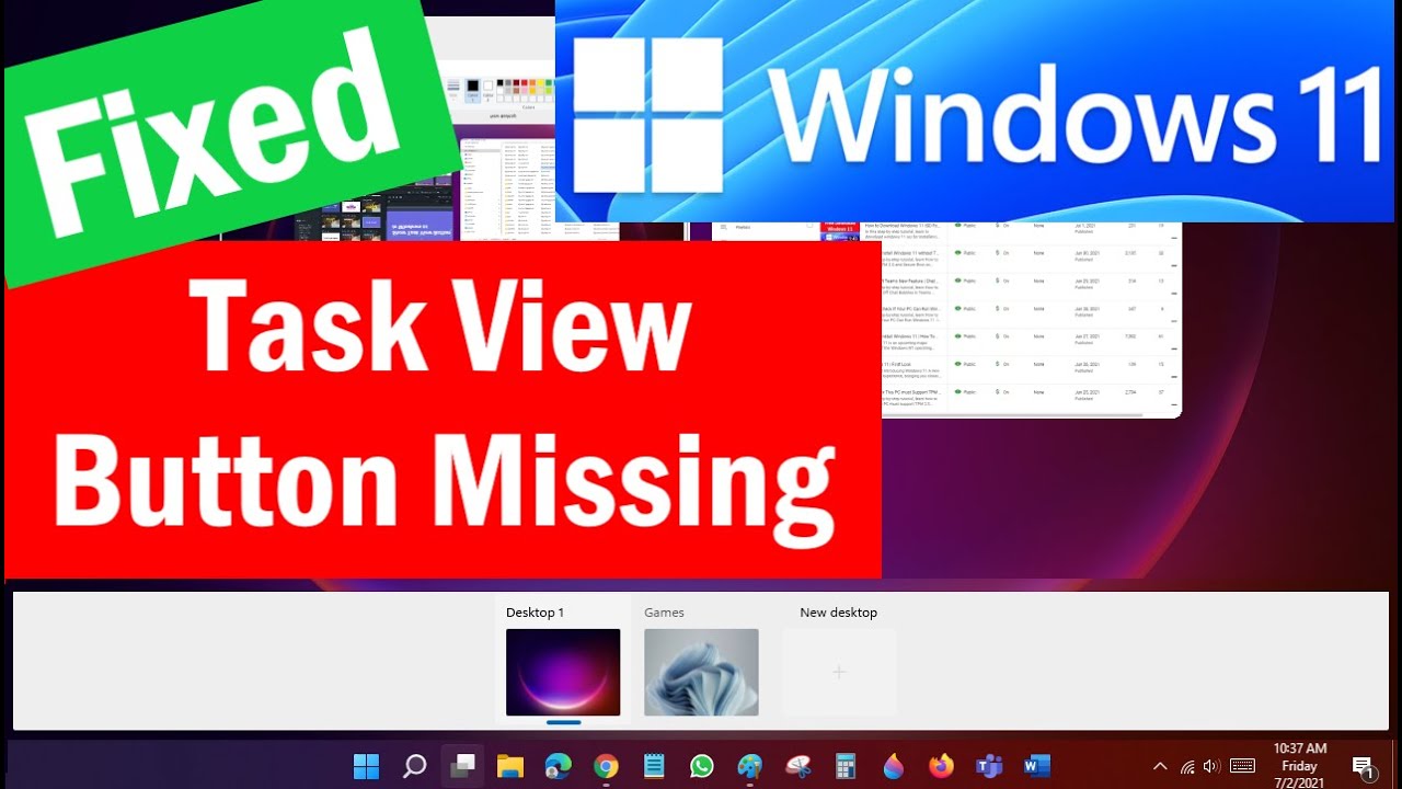 Show Task View Button Windows 11 | How to Show Task View on Windows 11 Taskbar | #taskviewbutton