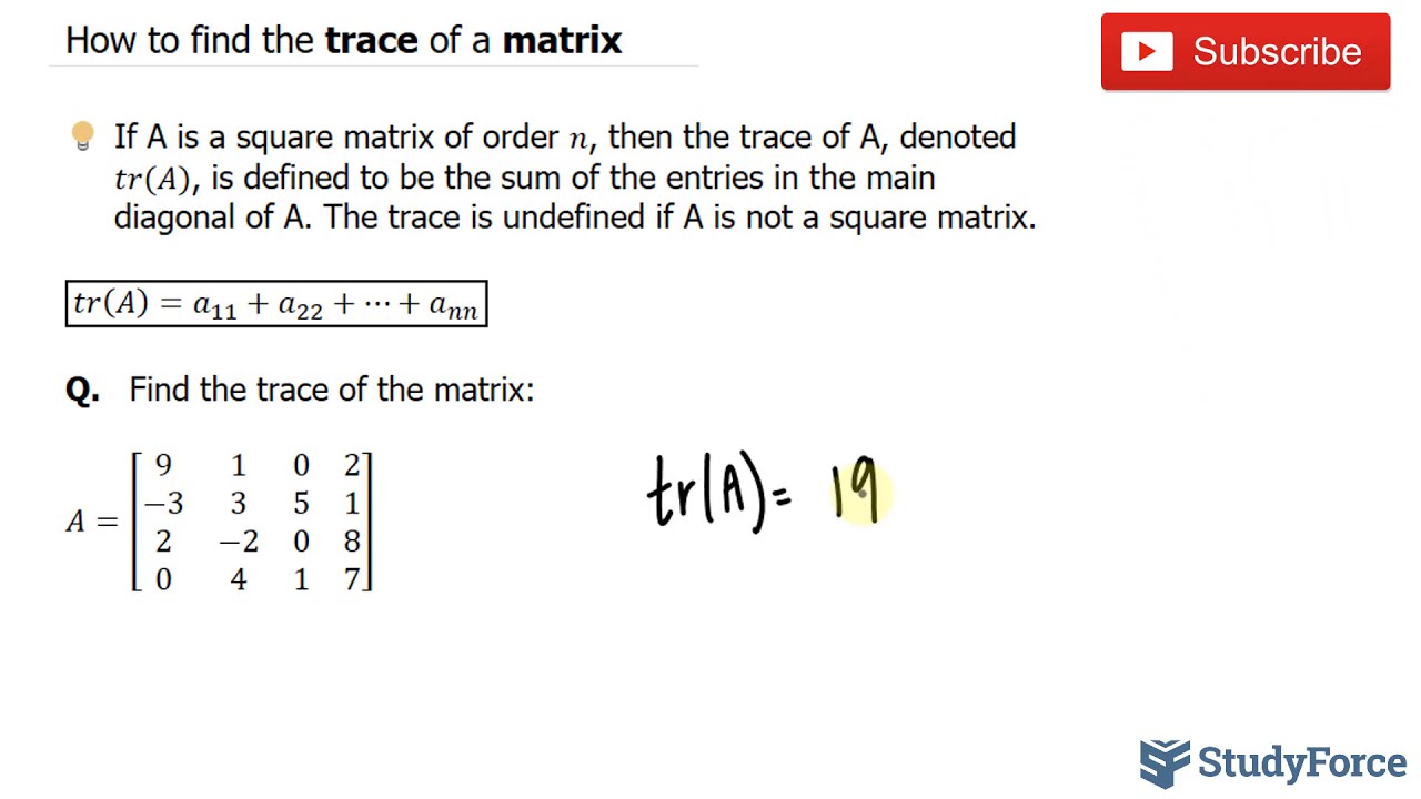 📚 How to find the trace of a matrix