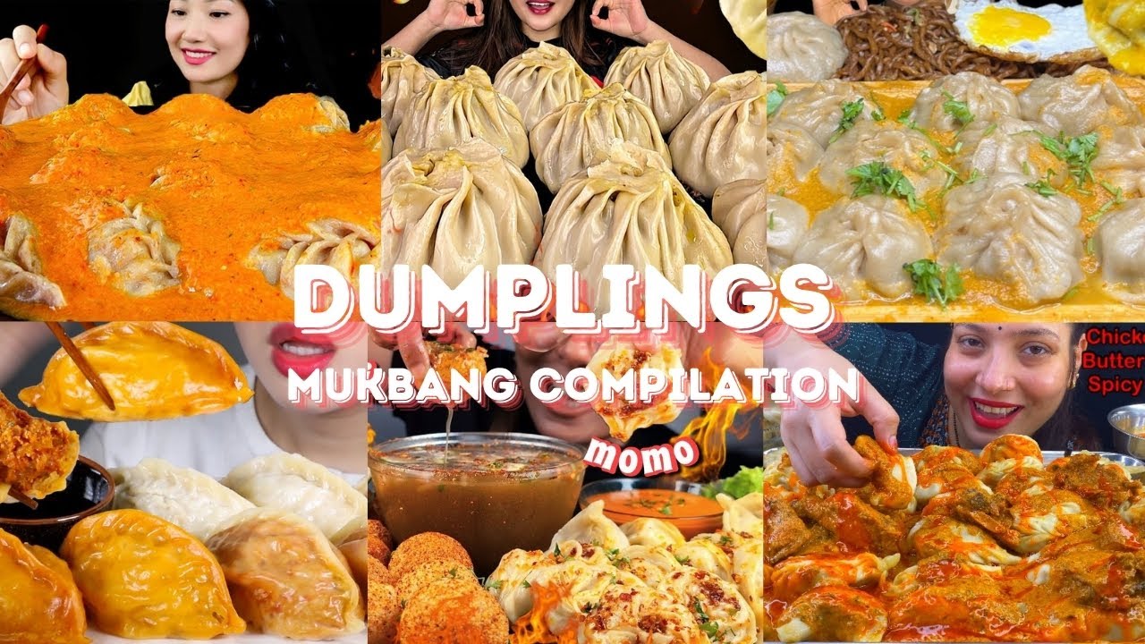DUMPLINGS MUKBANG *ASMR* COMPILATION |  BIG BITES | EATING SOUNDS