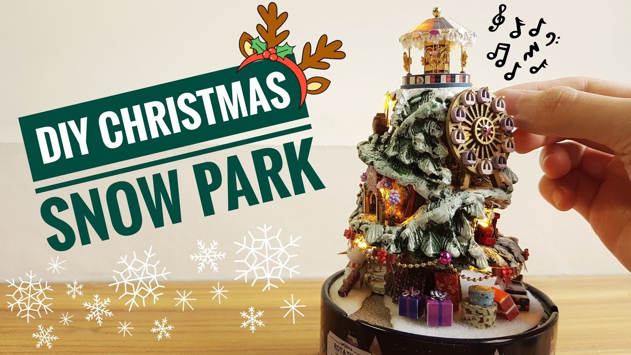 DIY Christmas Miniature Snow Park (Music World with Lights)