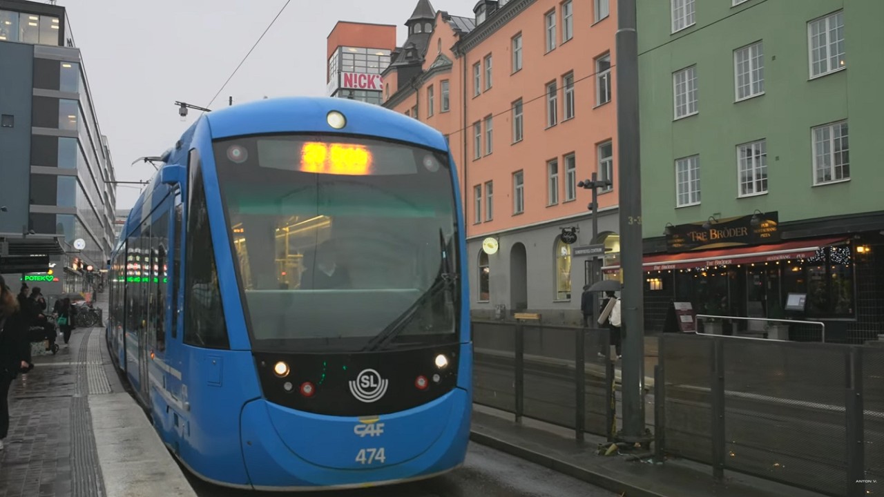 Sweden, Stockholm, tram ride from Sundbybergs centrum to Liljeholmen