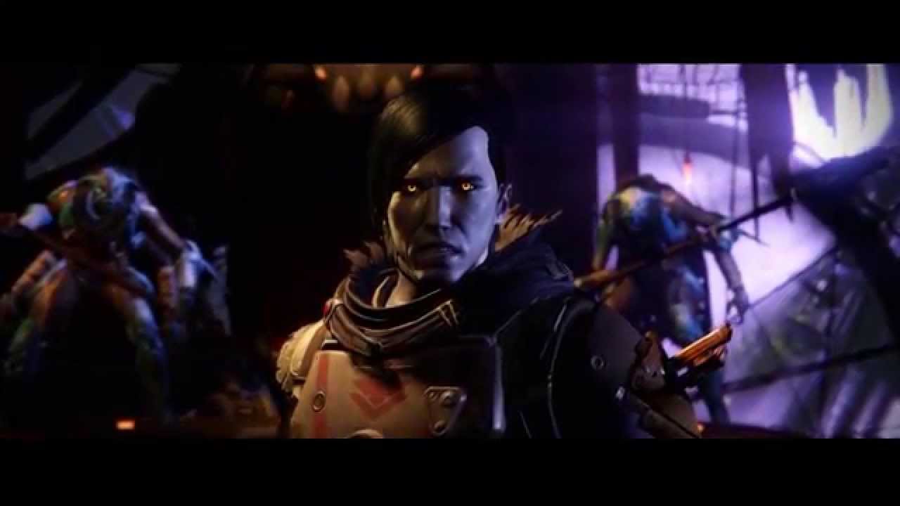 Destiny: Return to Awoken Queen with Vex Gate Lord head (story cutscene) (human male voice - Titan)