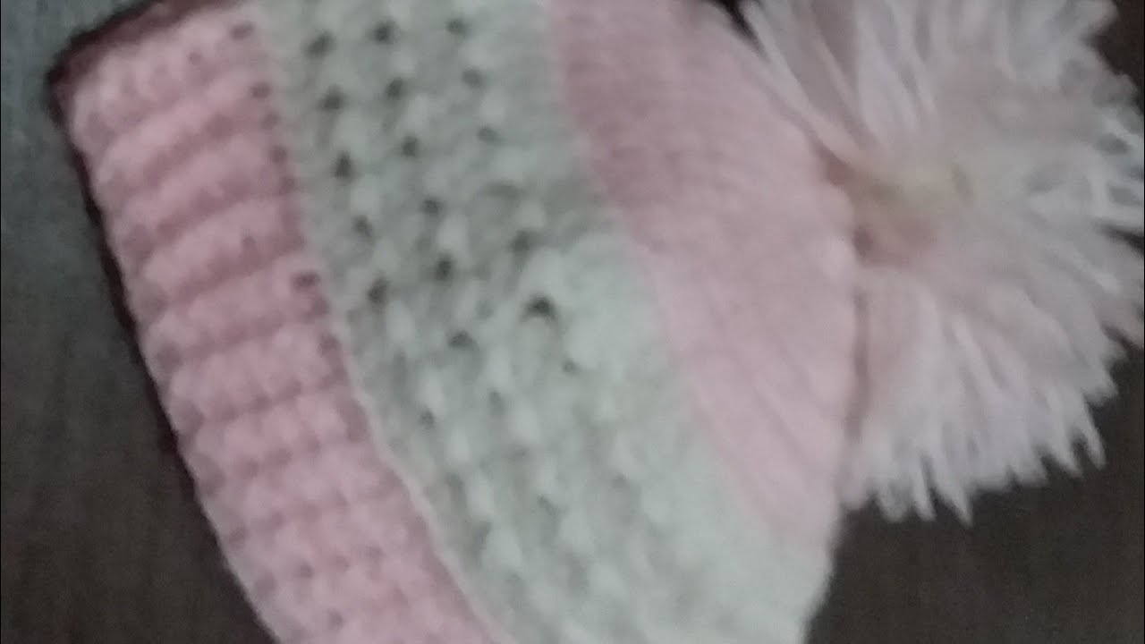 طاقيه لبيبي (بنت او ولد ) عمر شهور بشكل بسيط وغرز سهله ومتكررة