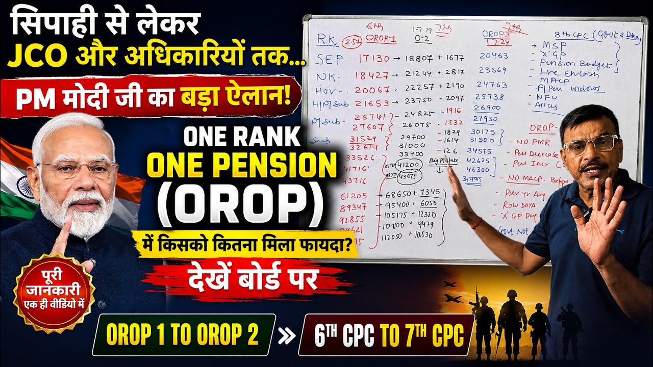 सिपाही से लेकर JCO और अधिकारियों तक... PM मोदी जी का बड़ा ऐलान! One Rank One Pension (OROP)