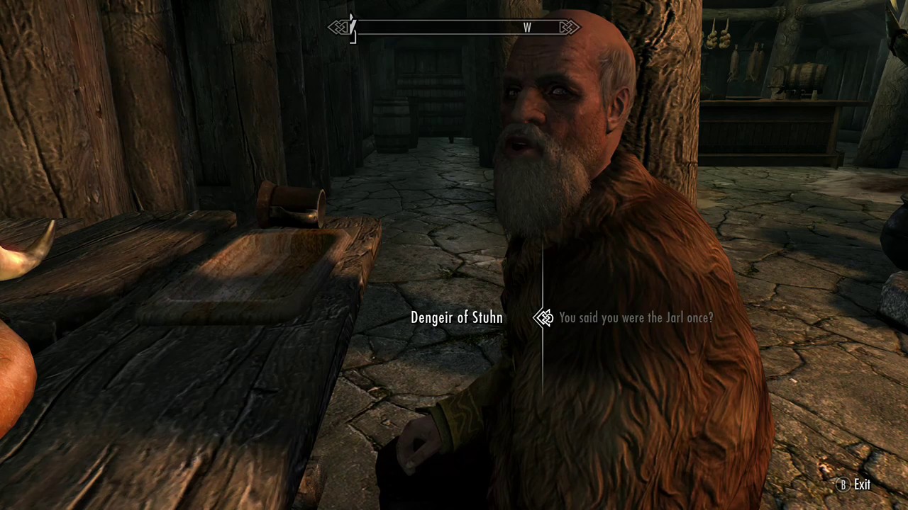 Talking With Dengeir of Stuhn about the plot against him in Falkreath