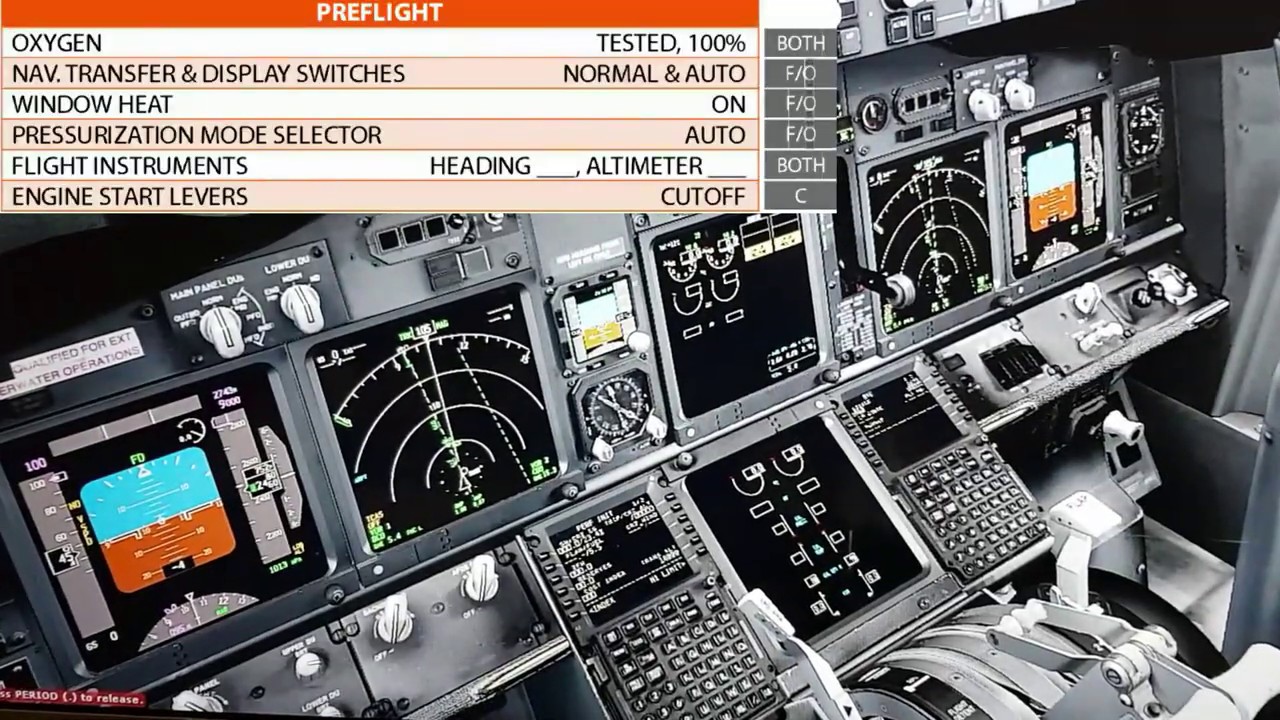 BOEING 737 NG - PREFLIGHT CHECKLIST