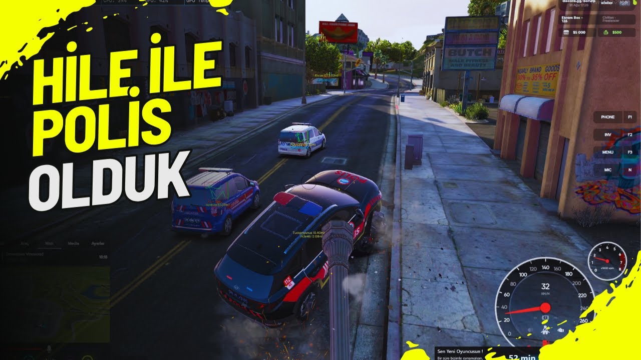 HİLE İLE POLIS OLUP SERVERI TROLLEDİK!! (Fivem Hile Troll)