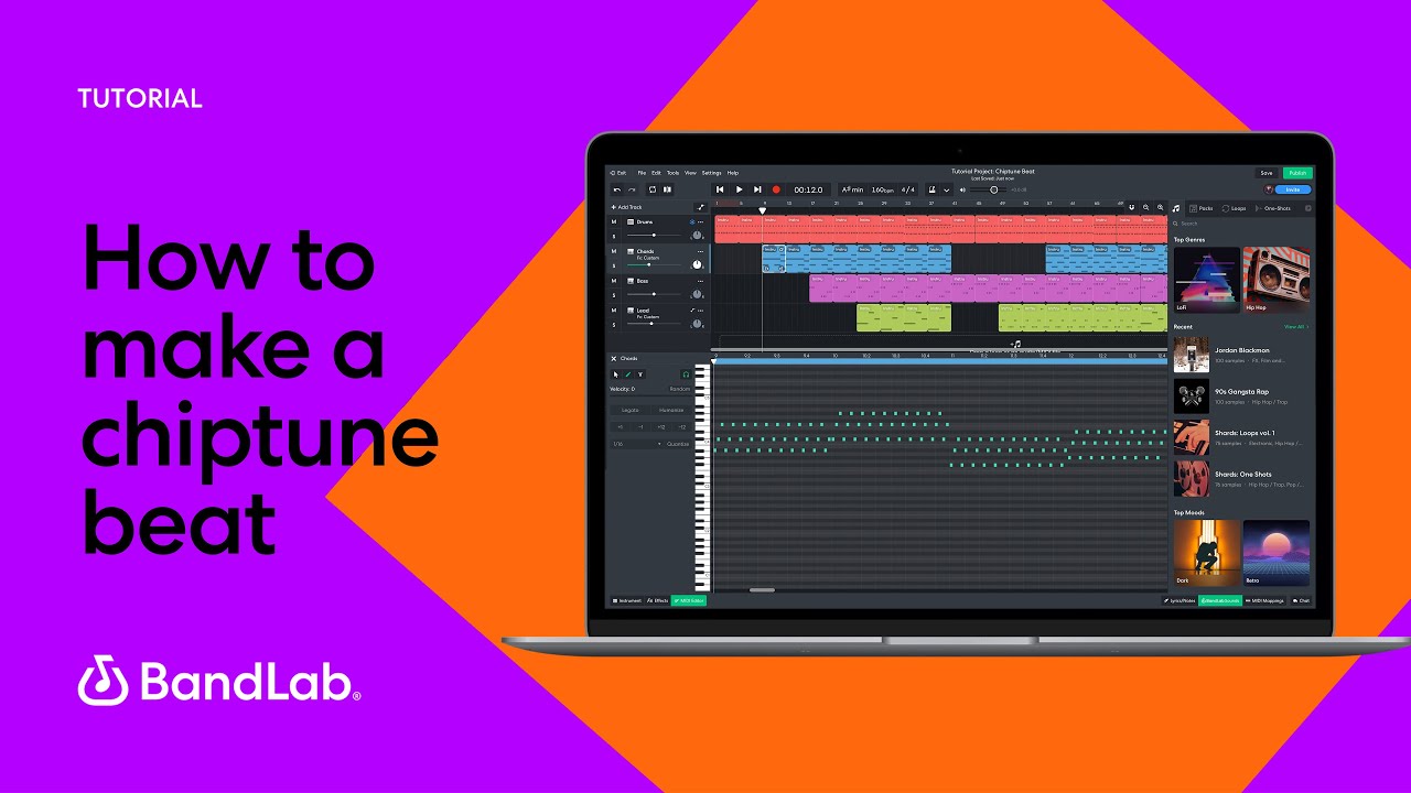How to make a chiptune beat using BandLab's free web Mix Editor (BandLab Tutorial)