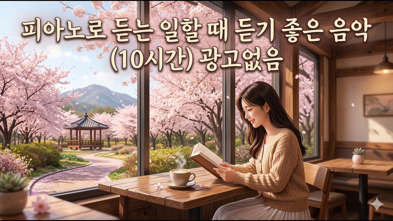 🎹피아노로 듣는 일할 때 듣기 좋은 음악 🌸흩날리는 벚꽃과 함께 (10시간 연속/광고없음)