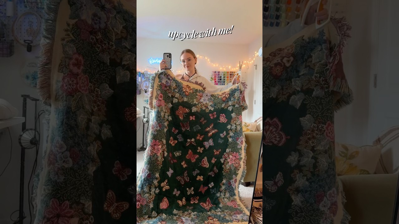 how i made this upcycled butterfly zip up using the reverse appliqu&eacute; technique! 🦋 #fallintoshorts