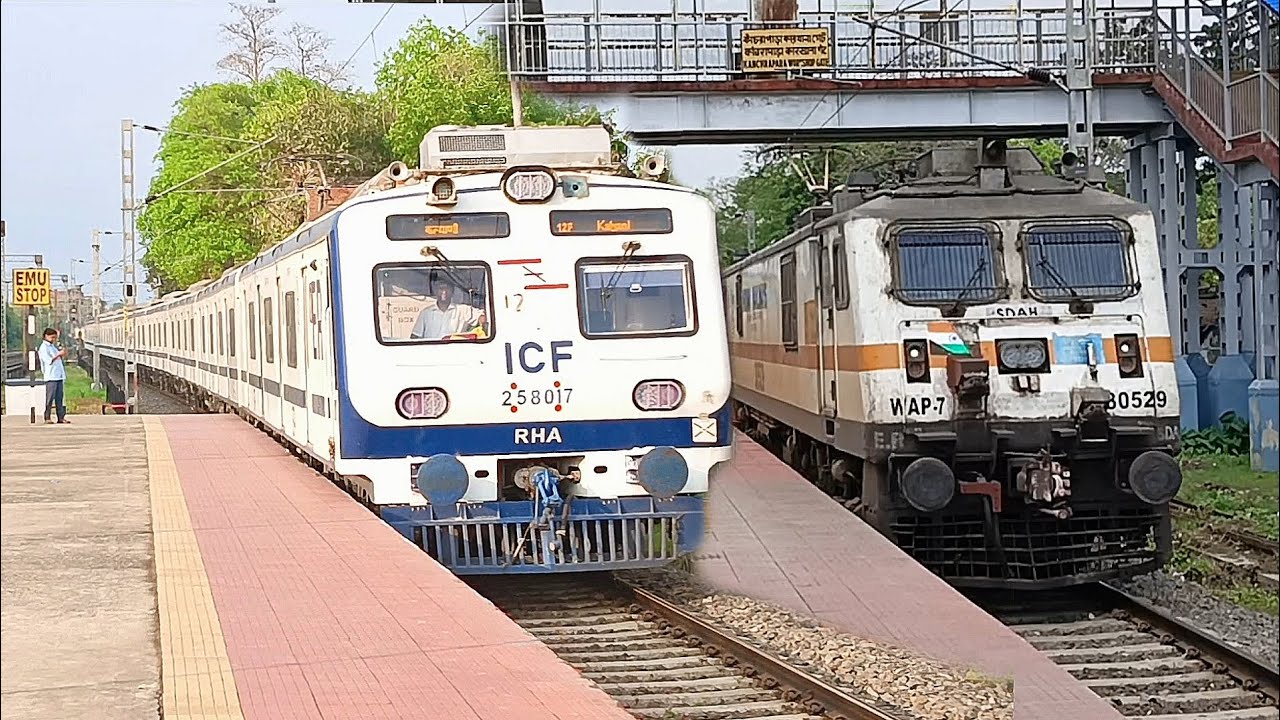 New AC EMU Local Train Crossing Express Train & Conventional EMU Train Arrival & Departure | IR