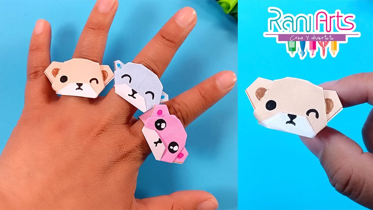 DIY - Anillos de OSOS kawaii - anillos de papel fáciles (Origami)