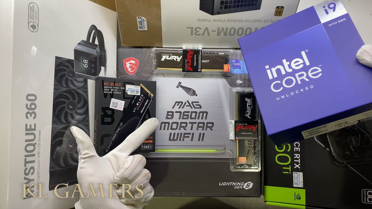intel Core i9 14900K msi B760M MORTAR WIFI II DEEPCOOL MYSTIQUE 360 AIO RTX4060Ti Gaming PC Build