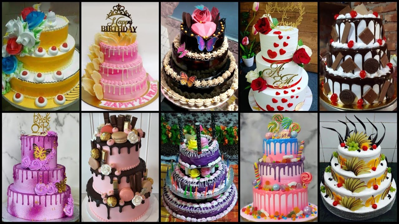 💖😋3 Tier Cake Design 2024/3 Layer Cake Design/Three Tier Cake/Wedding Cake/Birthday Cake Design