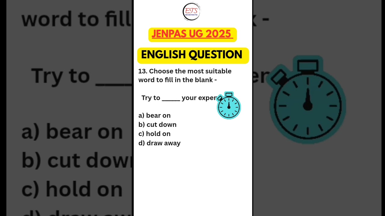 JENPAS UG 2025 | ENGLISH QUESTION PRACTICE | EXAM TO SELECTION #jenpasug2025 #englishquestion #exam