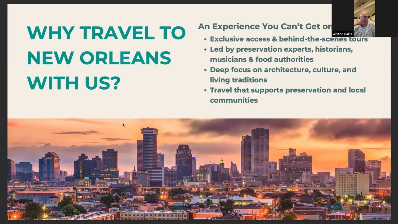 Informational Webinar about PRC's Newest Travel Offering: An Insider's Trip to New Orleans