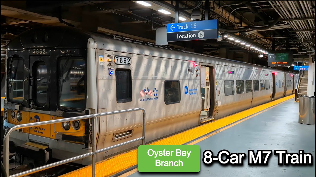 LIRR: 8-Car M7 Oyster Bay Branch Train Departs Penn Station
