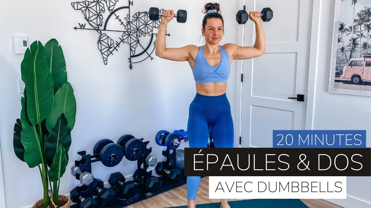 20 minutes - Entraînement ÉPAULES & DOS - Avec Haltères | séance fitness à la maison