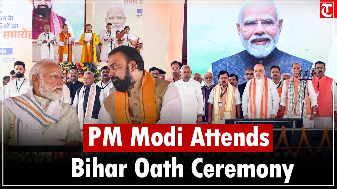 PM Modi attends Bihar cabinet oath ceremony at Gandhi Maidan, Patna