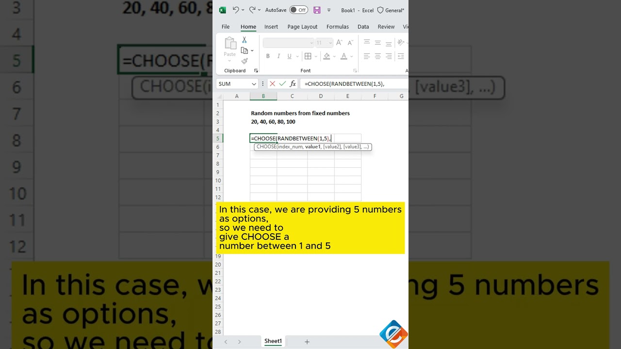Excel Number Roulette: CHOOSE and RANDBETWEEN for Dynamic Options! 🎲📊  #excelfansonly