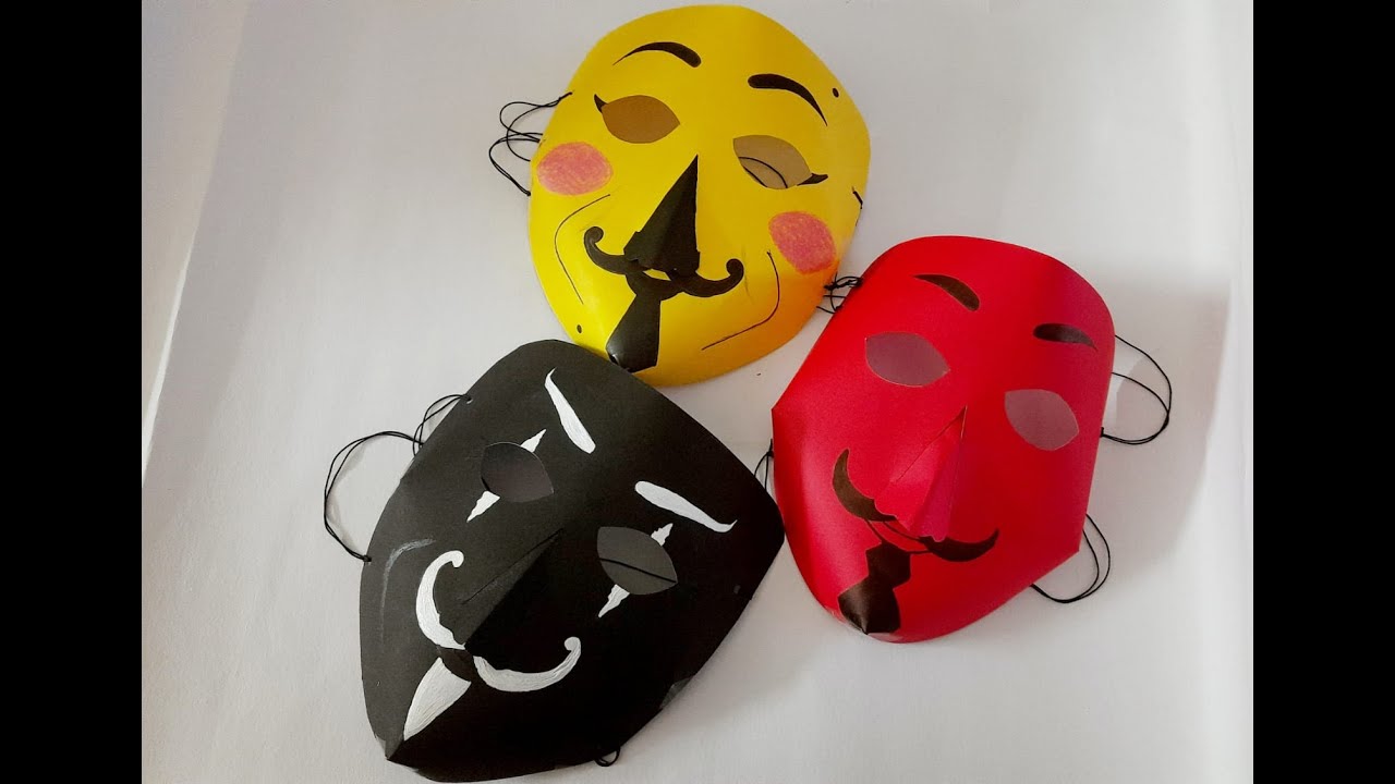 How to make Anonymous Hacker Mask from chart paper//paper tutorial //cleverfeat art and craft //