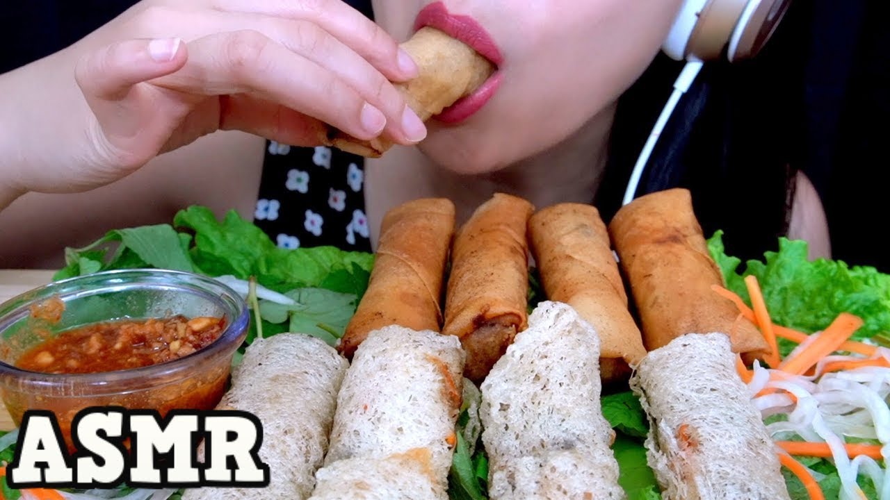 ASMR Vietnamese Egg Rolls | Netted Spring Rolls | Eating Sounds | TracyN ASMR