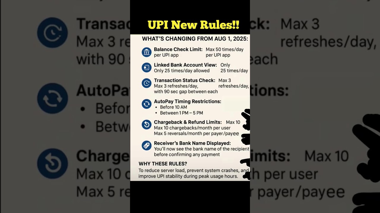 UPI payments newe rules from August 1 2025