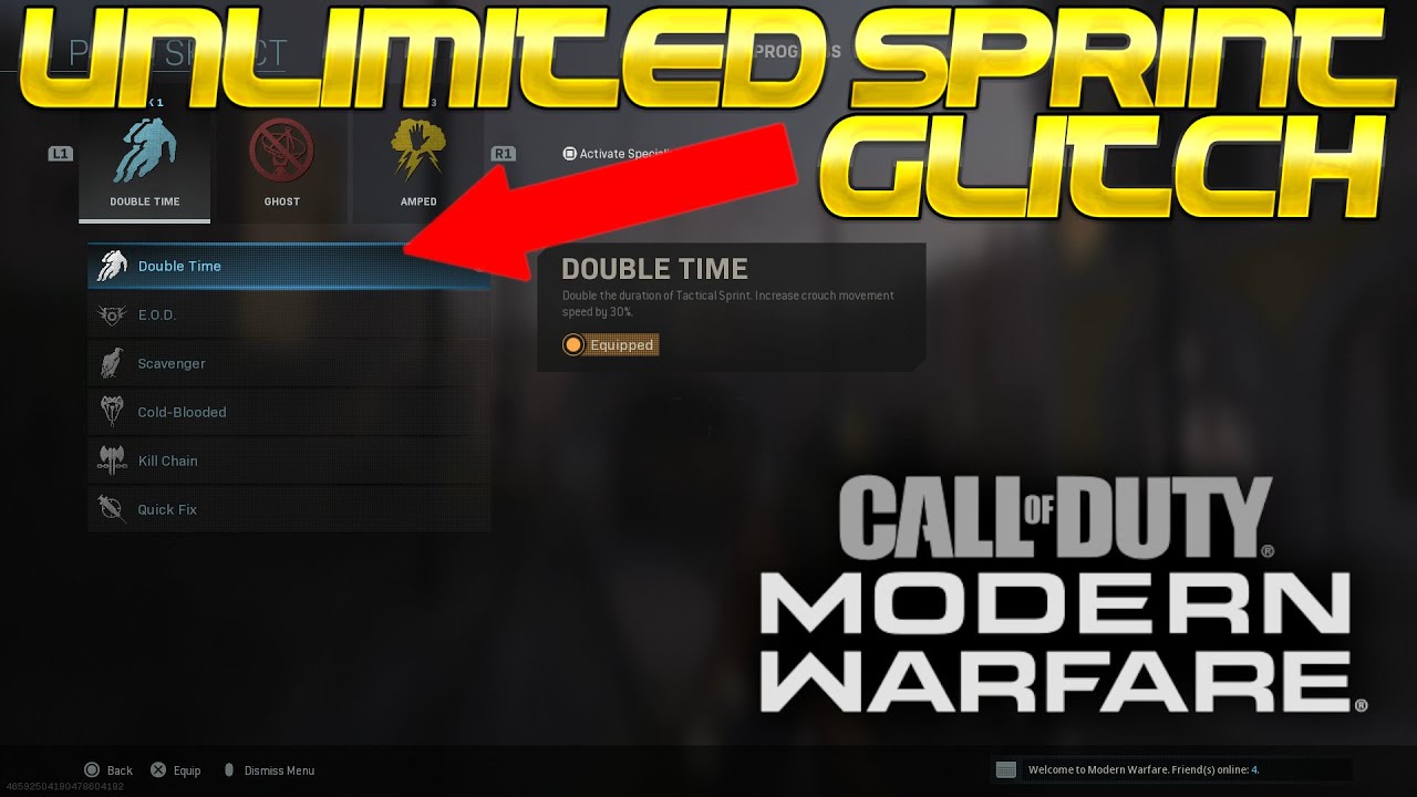 Modern Warfare - UNLIMITED DOUBLE TIME TACTICAL SPRINT GLITCH!