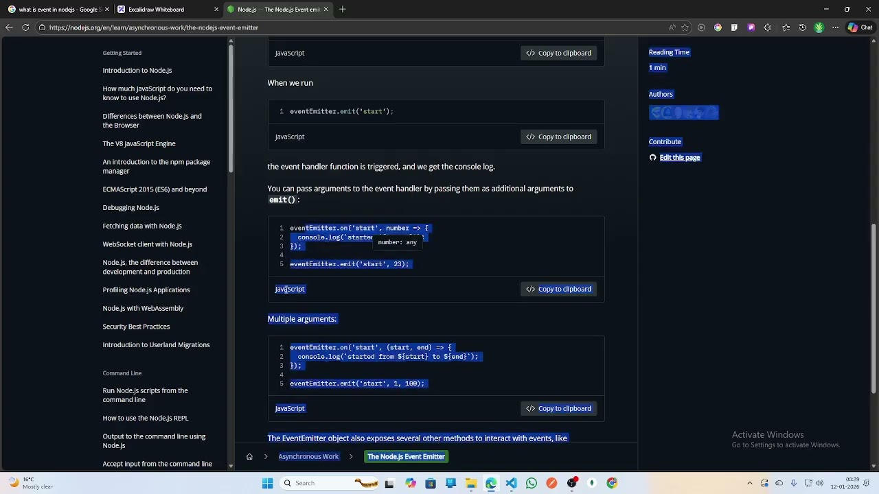 Event | emitter | NodeJS