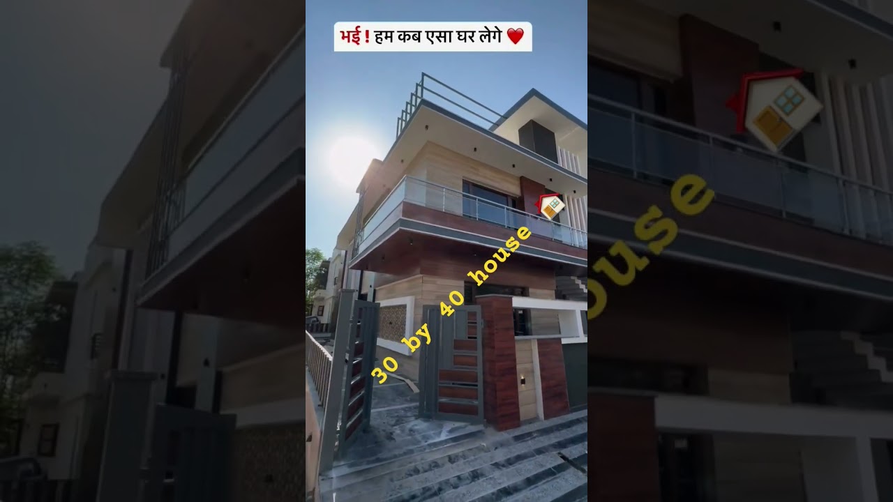 30 by 40 corner 3d house 🏠 elevation with parking #homeplan #interiordesign #design #ytshort #viral