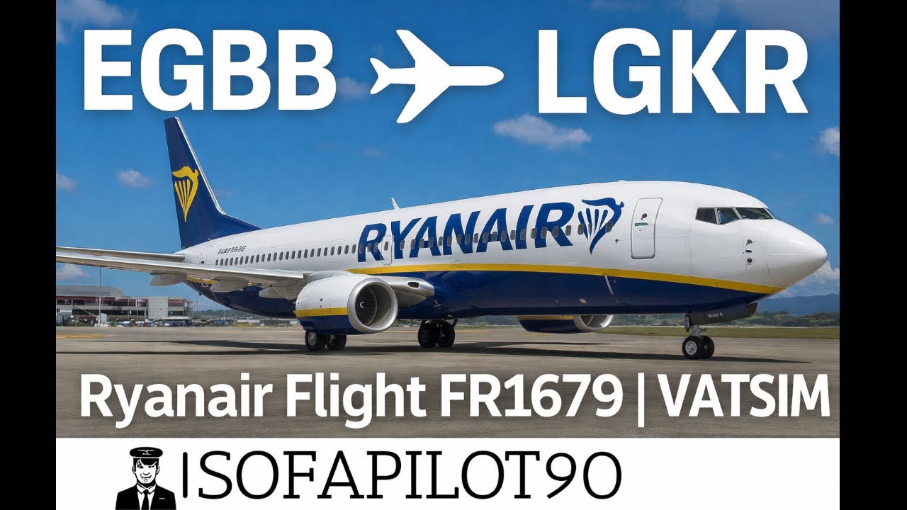 VATSIM Full Flight | Ryanair FR1679 | Birmingham (EGBB) ➡️ Corfu (LGKR) | 1321NM
