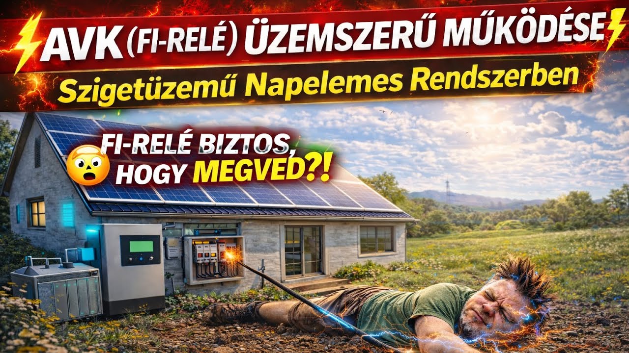 ÁVK (Fi-relé) működése, szigetüzemű napelemes rendszernél 