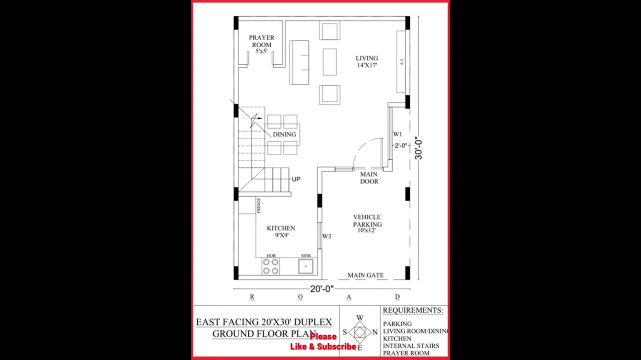 20’X30’ plot | EAST facing | Duplex house plan | AsperVastu 