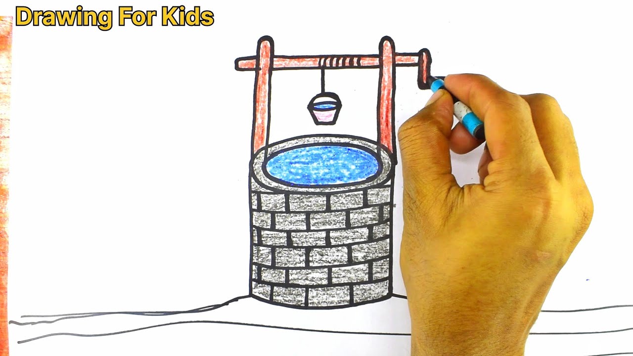 HOW TO DRAW A WELL, STEP BY STEP WELL DRAWING #well  #howtodraw #drawing