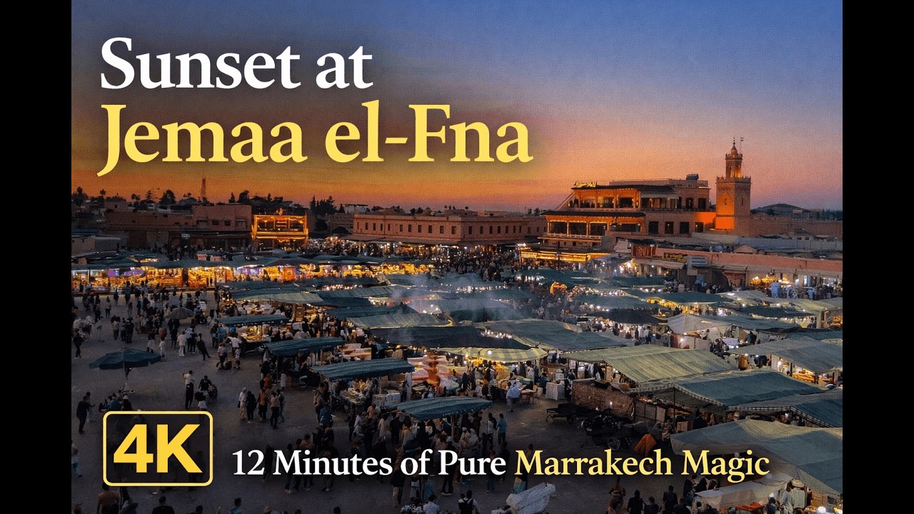 Sunset at Jemaa El-Fna | 12 Minutes of Marrakech Magic   #marrakech   #exploremorocco  #travel #usa 