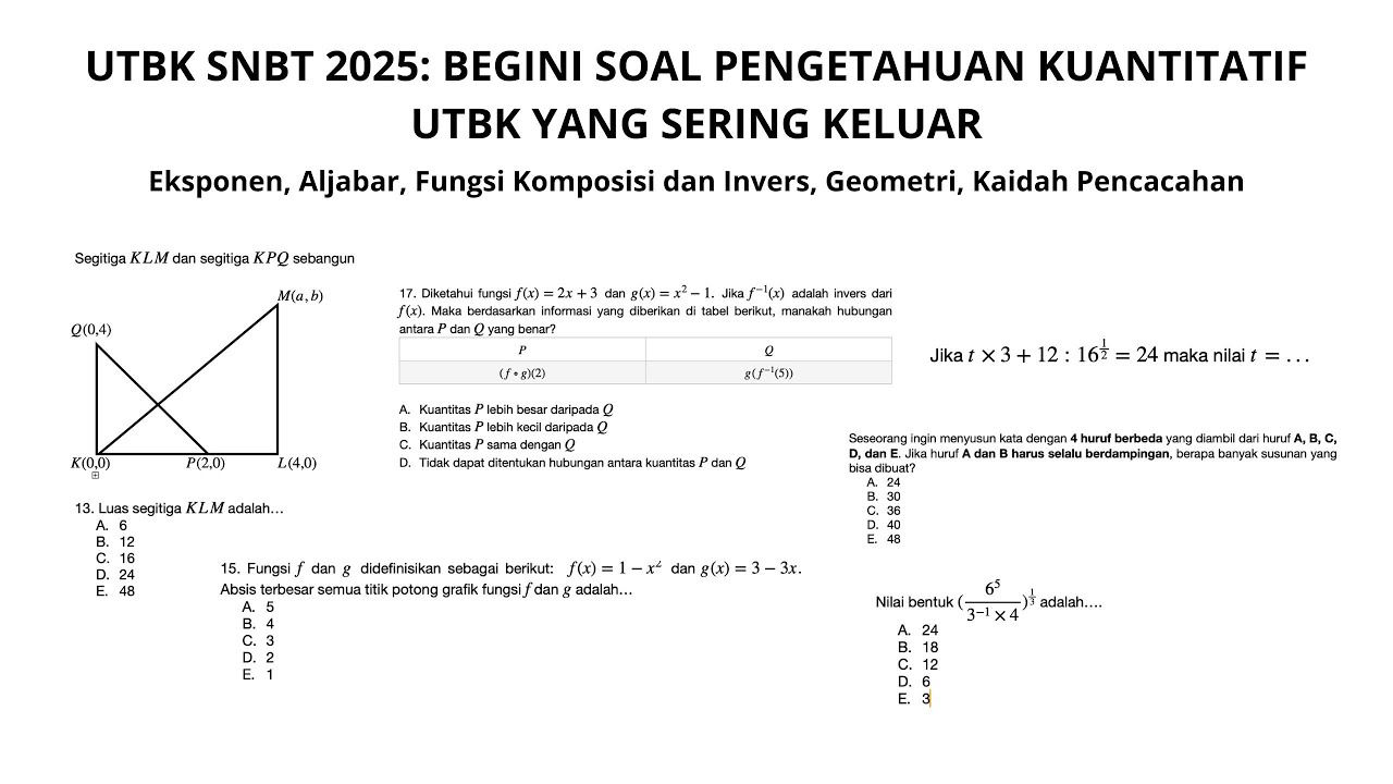 SOAL UTBK SNBT YANG SERING KELUAR!! GAMBARAN SOAL UTBK SNBT 2025 | PART 1