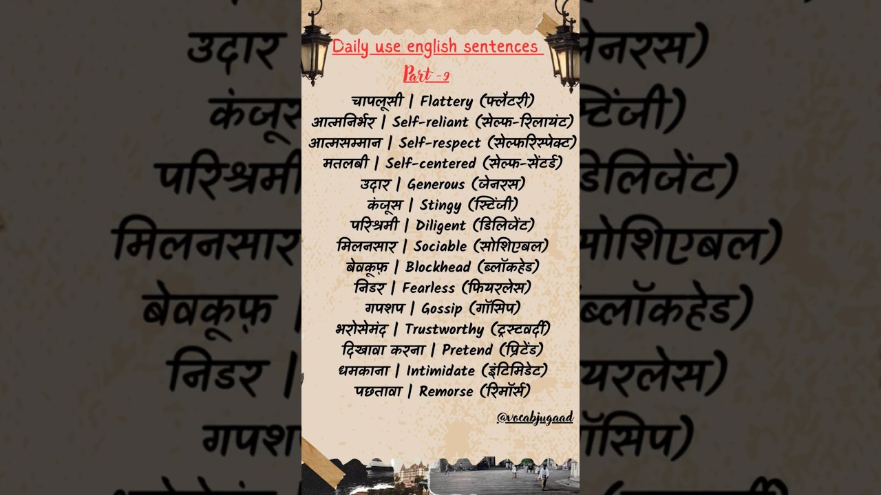 रोज़ बोले जाने वाले इंग्लिश शब्द 🔥 