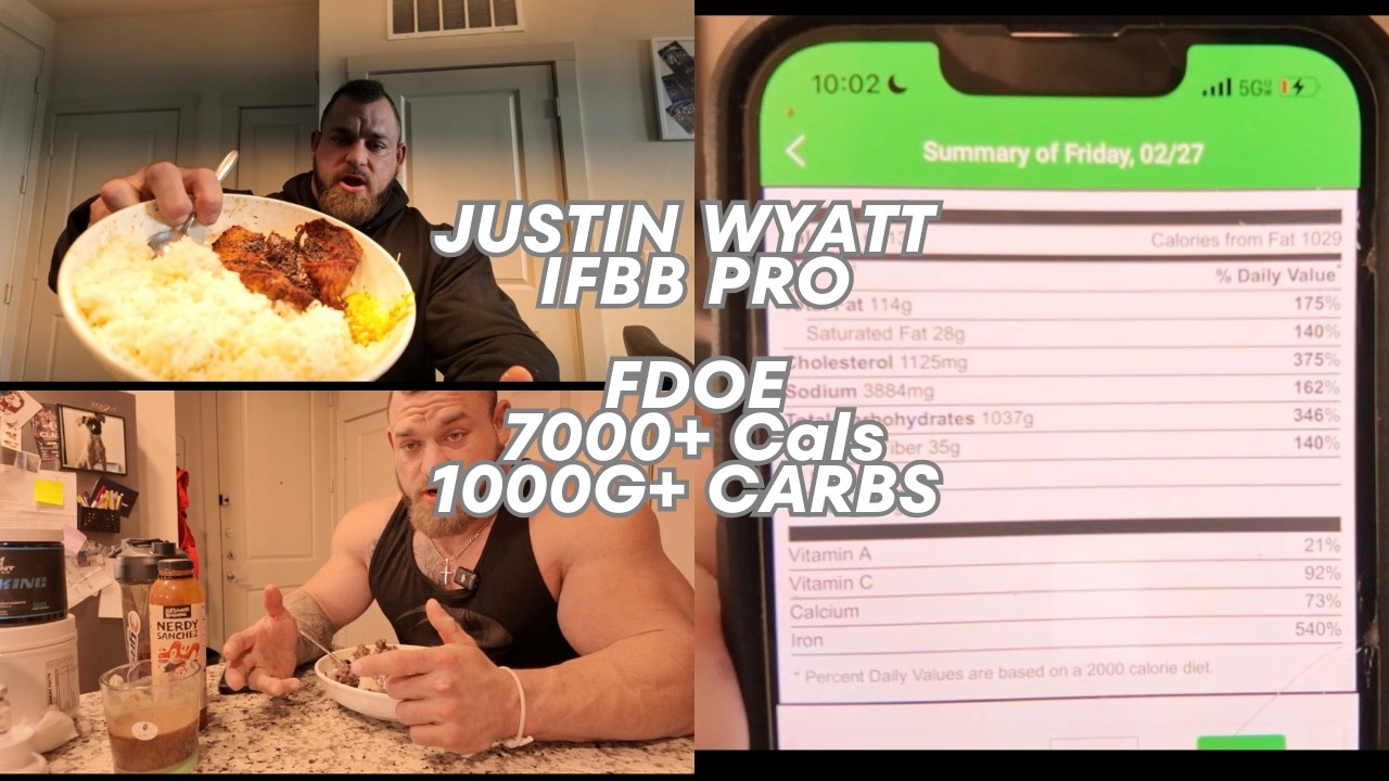 IFBB PRO JUSTIN WYATT FULL DAY OF EATING | 7K+ CALS