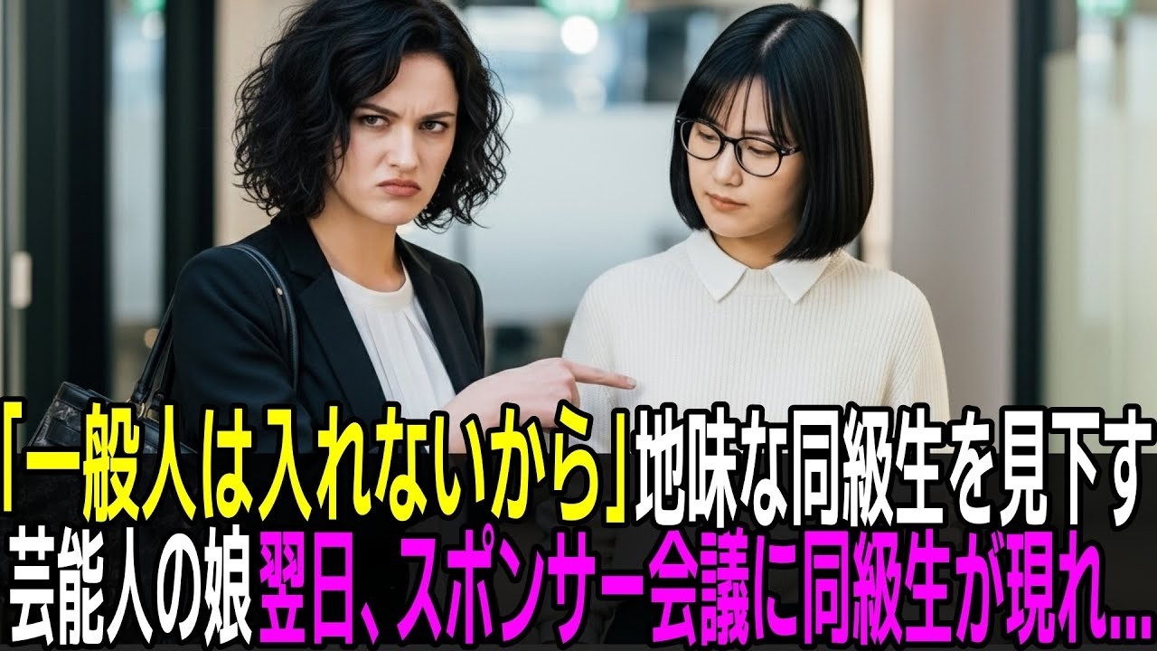 「一般人は入れないから」地味な同級生を見下す芸能人の娘。翌日、番組スポンサー会議で彼女が取締役席に座り、現場騒然