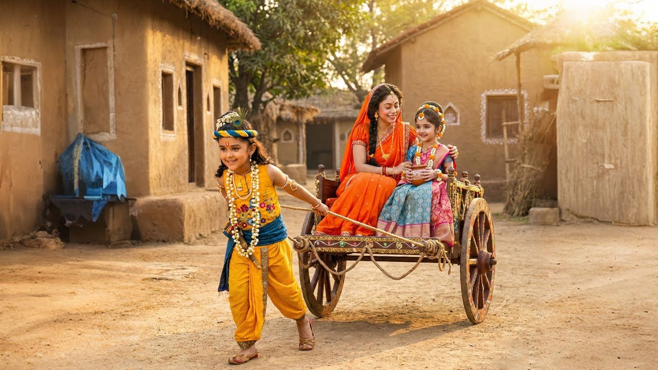 कान्हा ने मैय्या यशोदा और राधा को अपने रथ में घुमाया | यशोमती मईया के नंदलाला | Shree Krishan