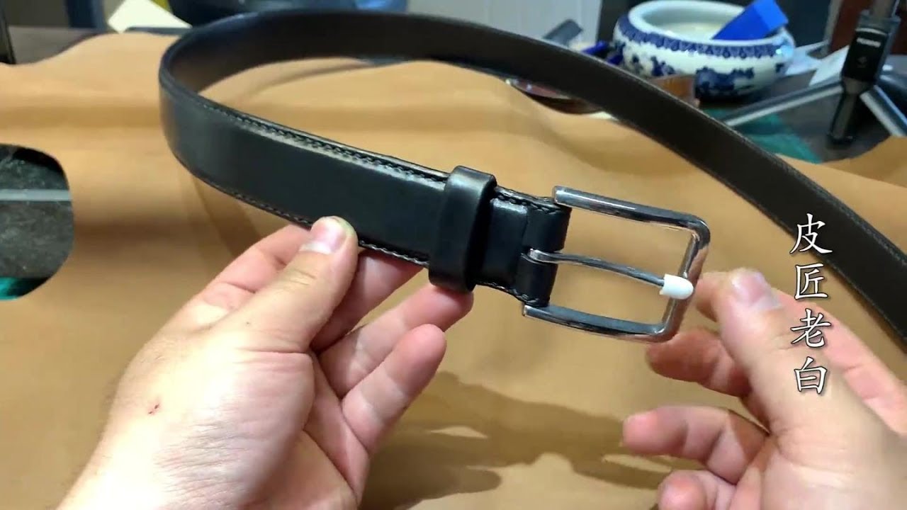 手工制作男士商务腰带，三层牛皮缝合，一针一线都是功夫！