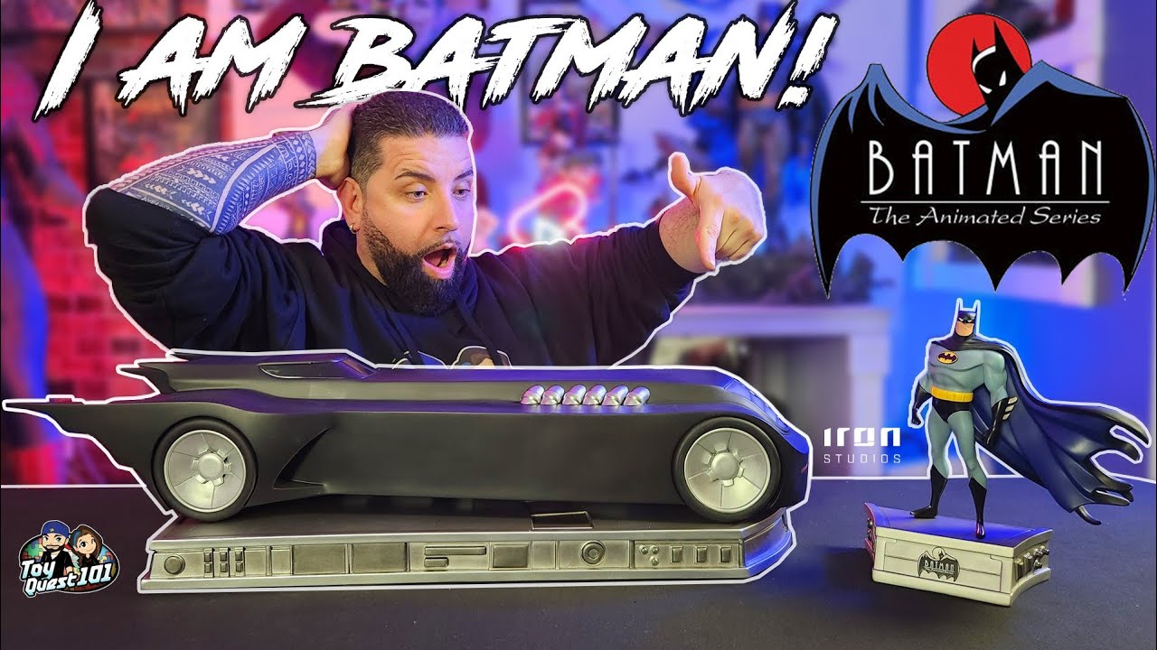Batman The Animated Series Batman & Batmobile Deluxe Statue by Iron Studios Review!