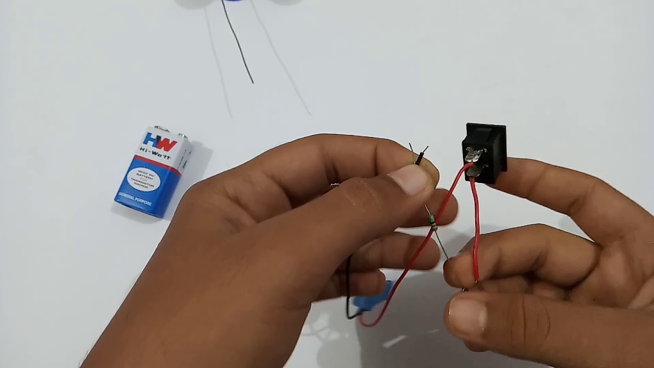 How to connect switch with LED , 9volt battery DIY switch light tutorial