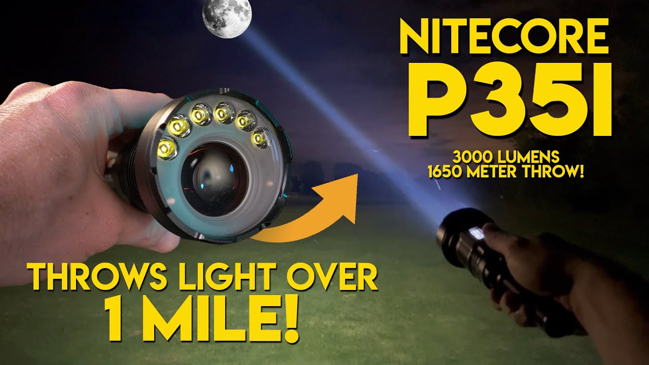 This flashlight has over 1 mile of throw! Nitecore P35i REVIEW and BEAM TEST!